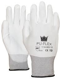 Handschoen PU-Flex, nylon drager, wit, maat 12
